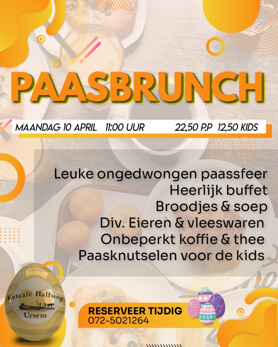paasbrunch en diner in koggenland bij Halfweg in Ursem