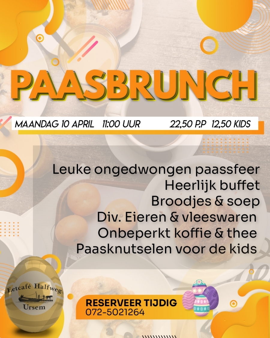 paasbrunch en diner in koggenland bij Halfweg in Ursem