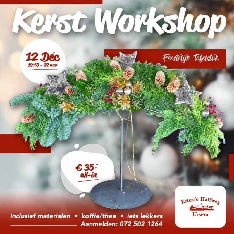 kerst decoratie tafelstuk workshop 12 december in ursem