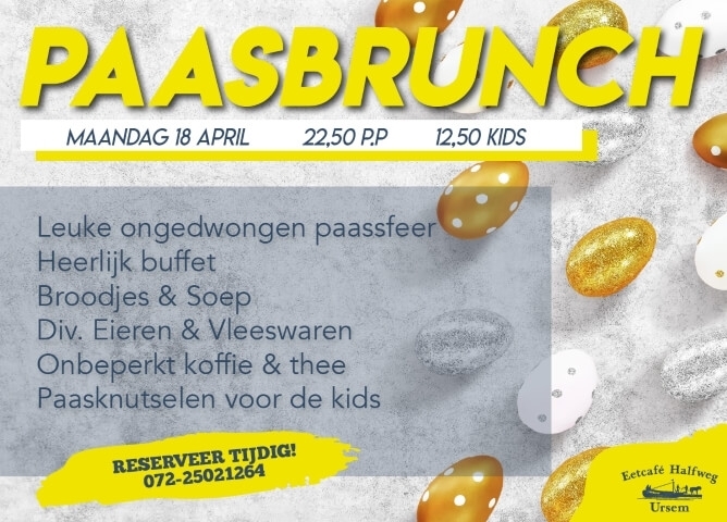 paasbrunch 18 april 2e paasdag eetcafe halfweg ursem